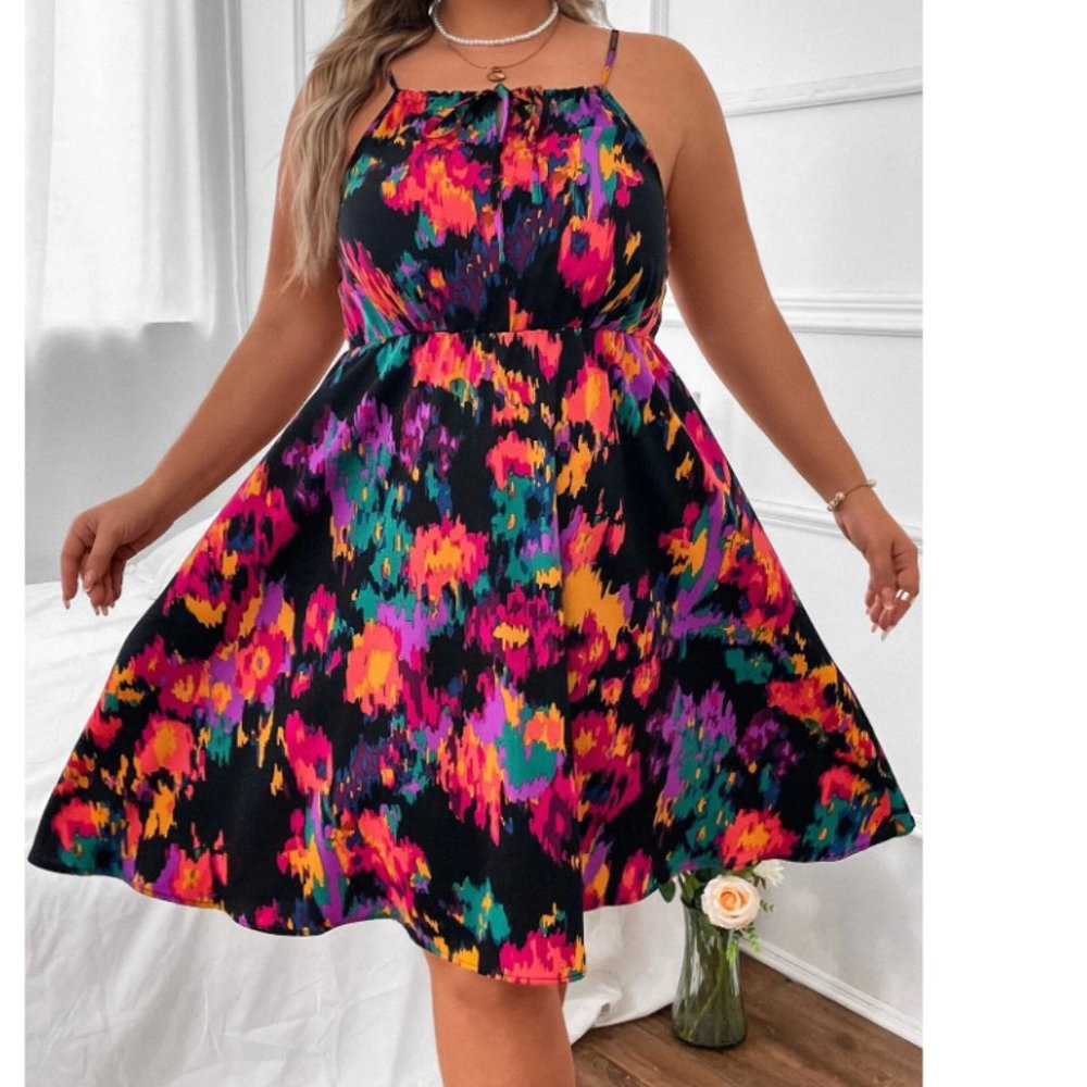 SHEIN LUNE Plus Tie Dye Print Cami Dress 1X